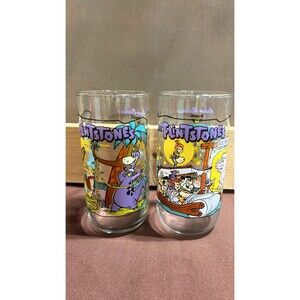 The Flintstones Vintage  Glasses Set Hardee's First 30 years Collectible